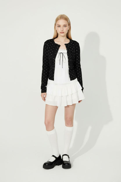 Polka Dot Cardigan + Lace Tube Top Set