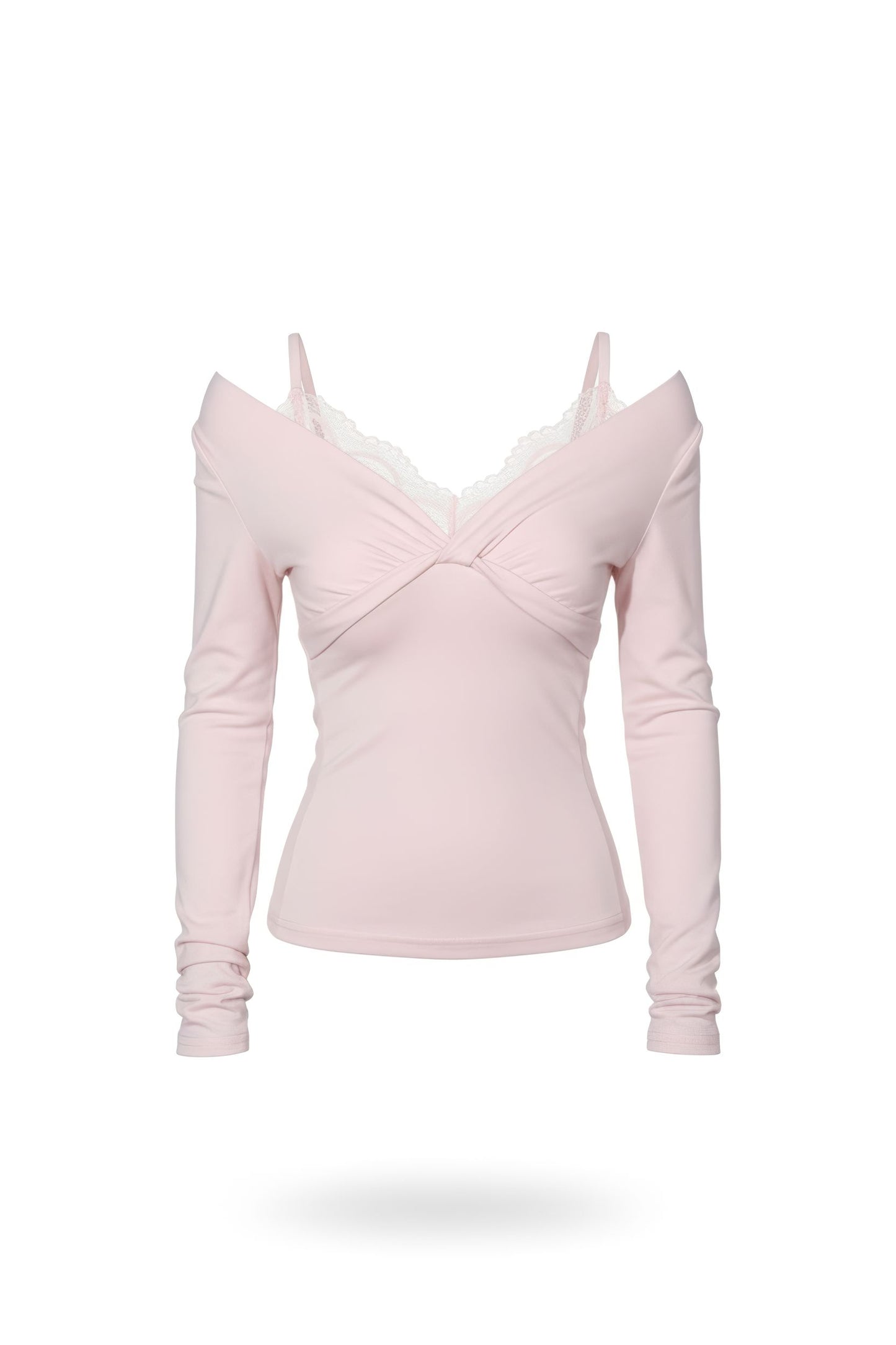 Lace Insert Top with Mock Layered Design