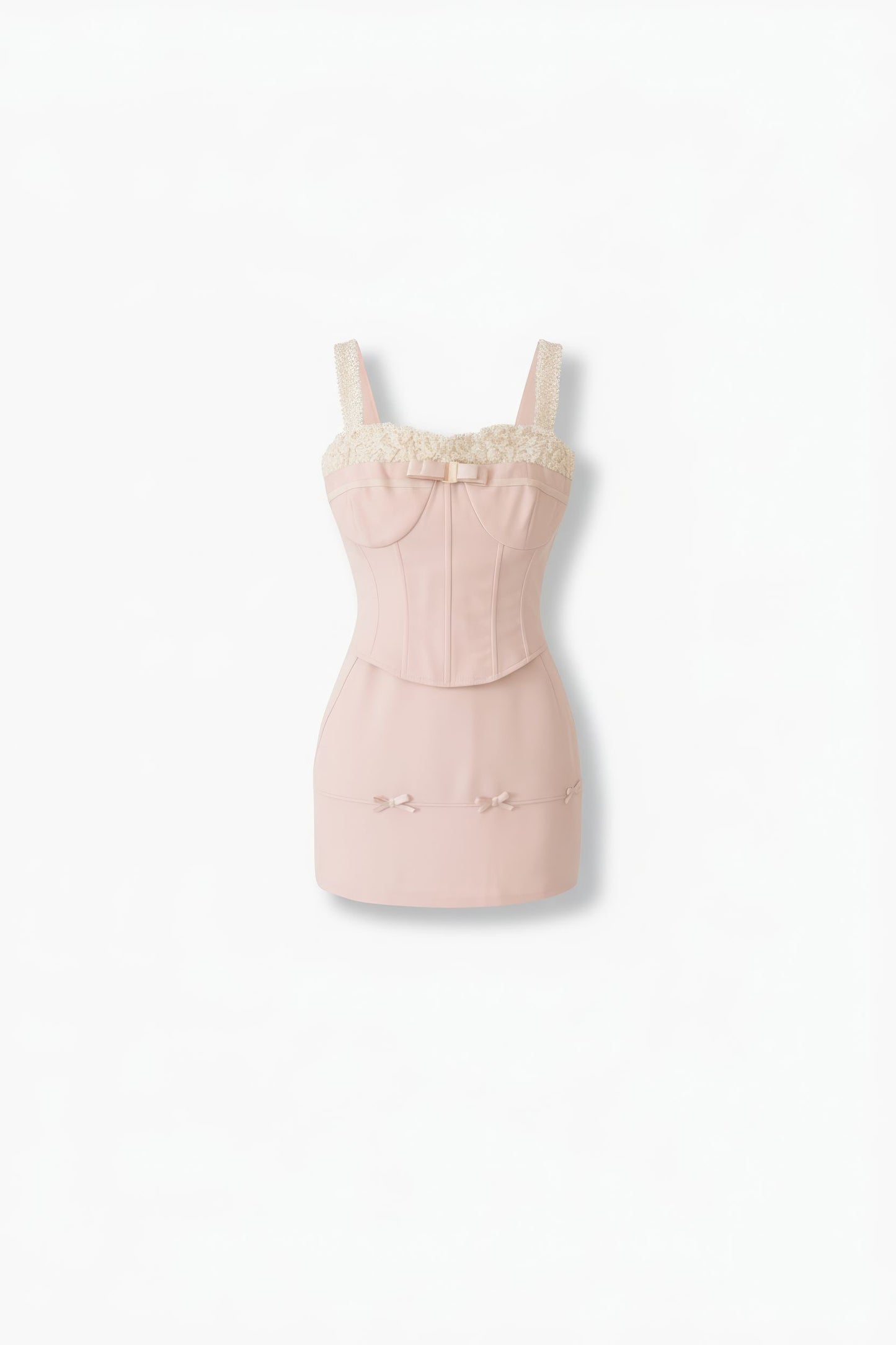 Lace Boned Bustier and Mini Skirt Set