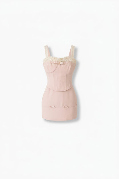 Lace Boned Bustier and Mini Skirt Set