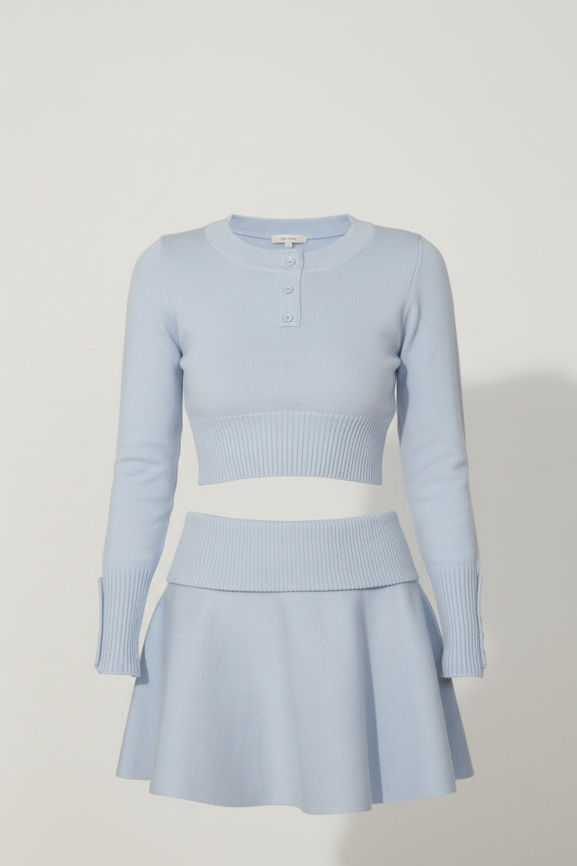 Baby Blue Top & Skirt Ensemble