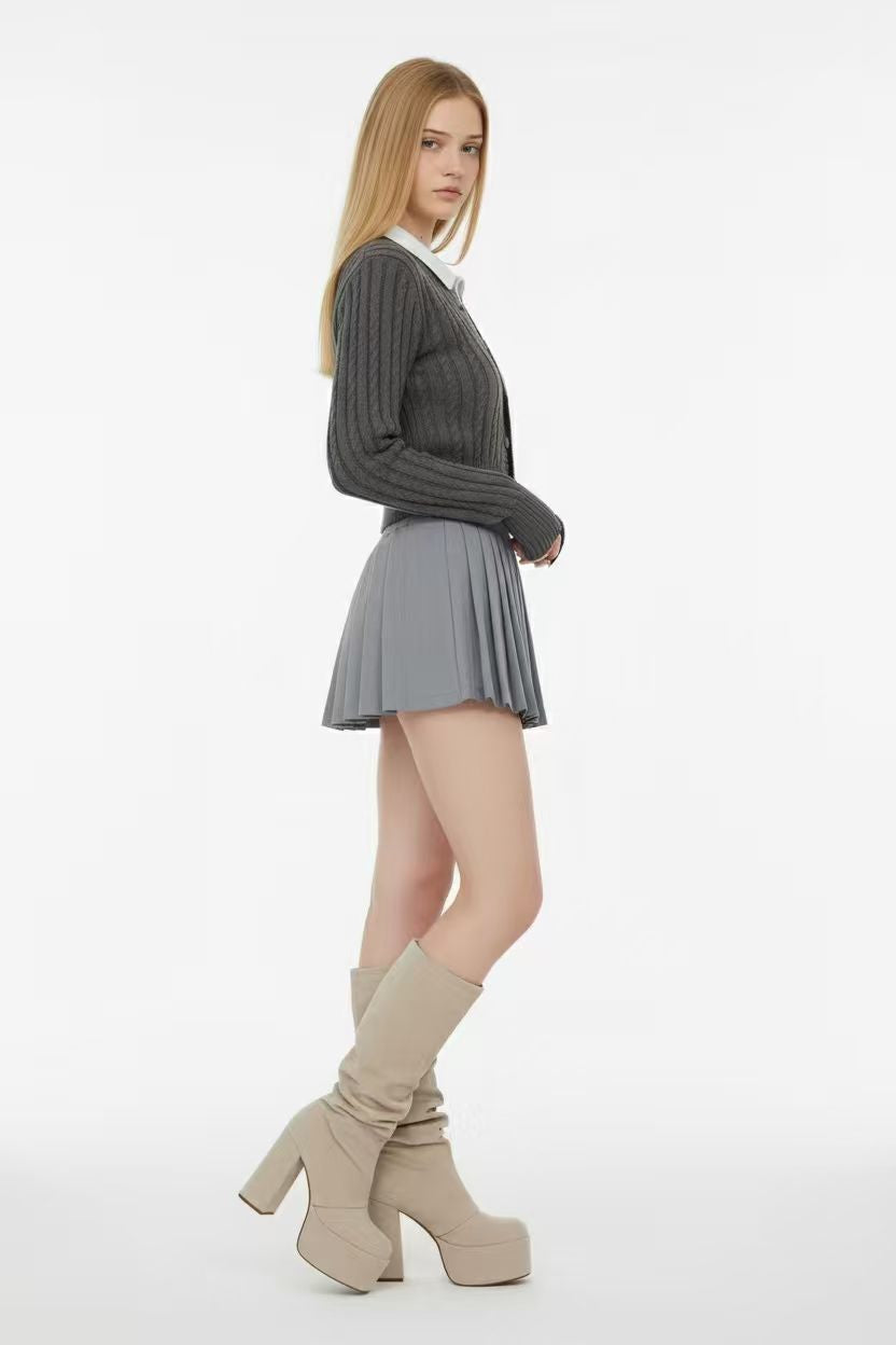 Vintage Round-Neck Cable Knit Cardigan