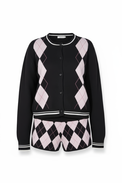 Tartan Print Sweater & Pants Suit