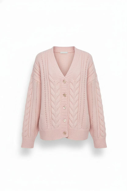 Loose Cable Knit Cardigan – Cozy Slouchy Fit