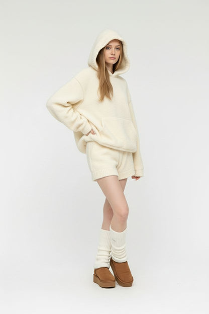 Soft Knit Hoodie and Shorts Two-Piece Set