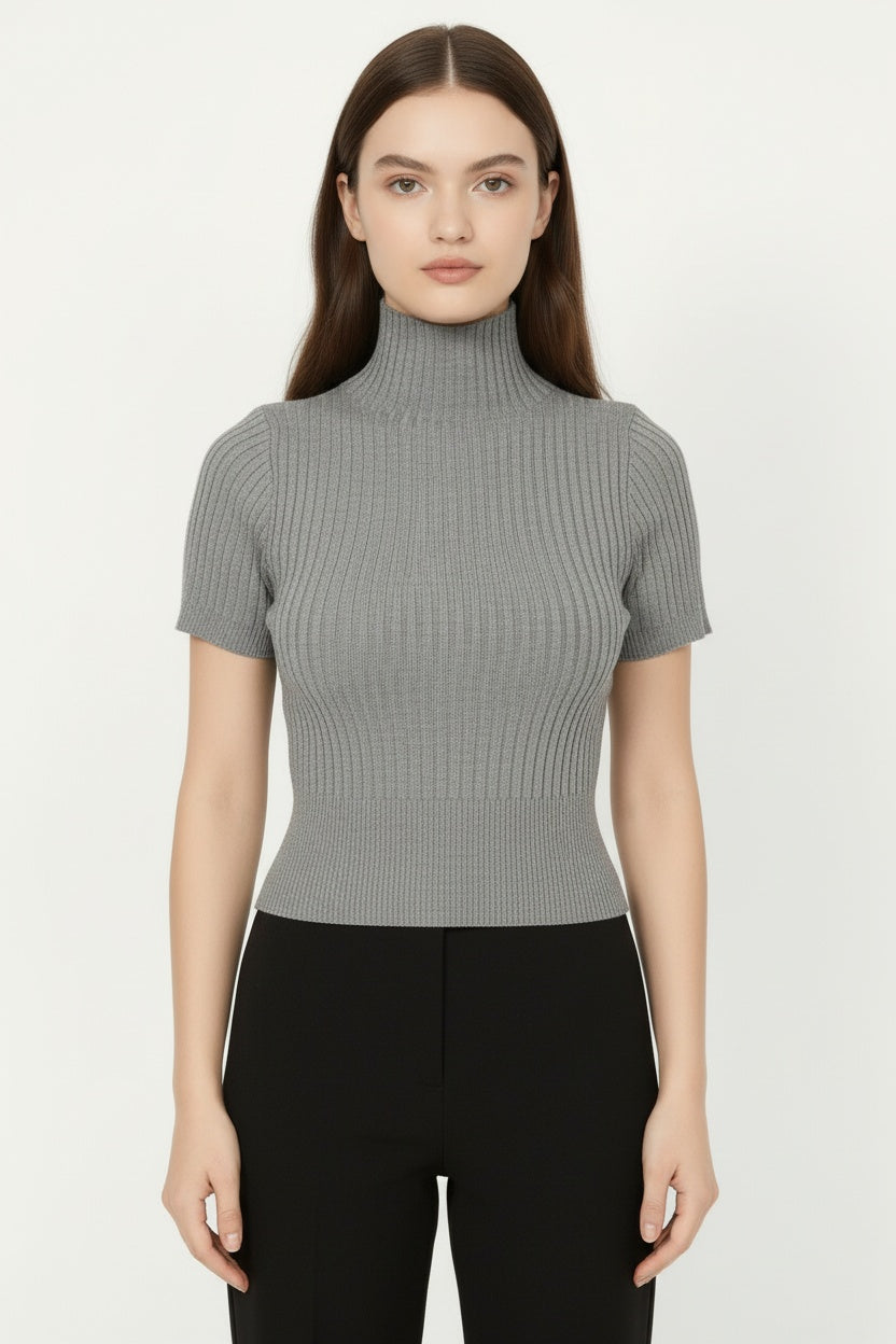 Classic High-Neck Knit Top
