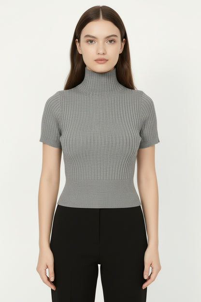Classic High-Neck Knit Top