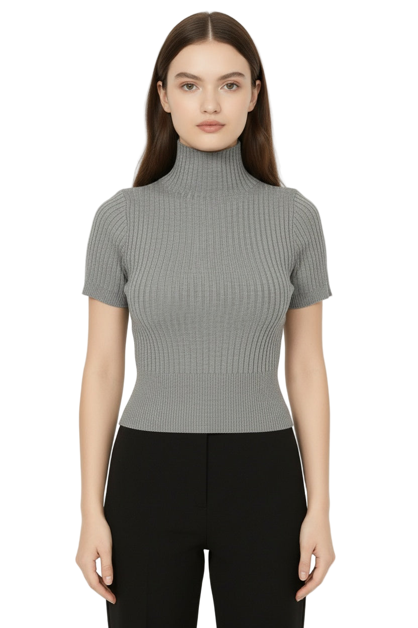 Classic High-Neck Knit Top