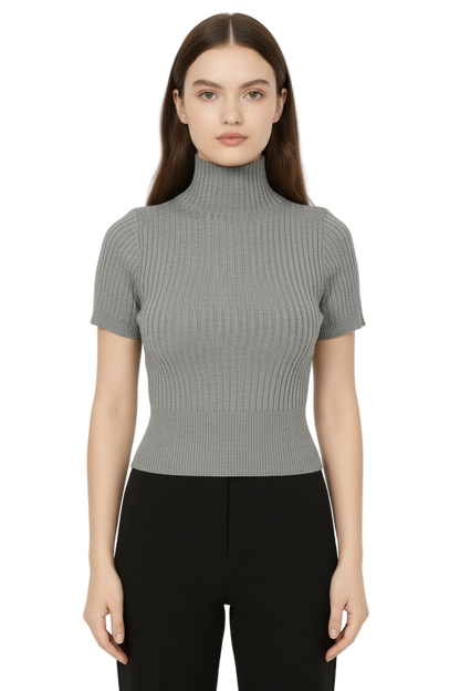 Classic High-Neck Knit Top