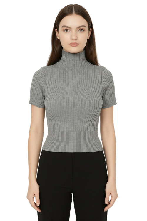 Classic High-Neck Knit Top