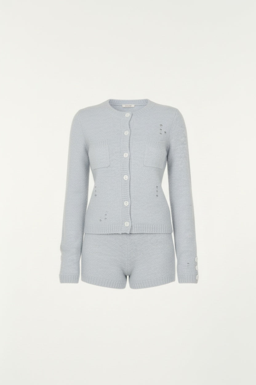 Cozy Wool Cardigan and Shorts Ensemble