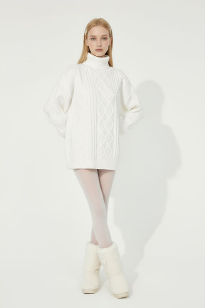 Loose Furry Patchwork Cable Knit Sweater