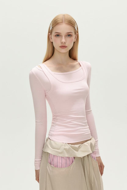 Pink Designer Layered-Look Top