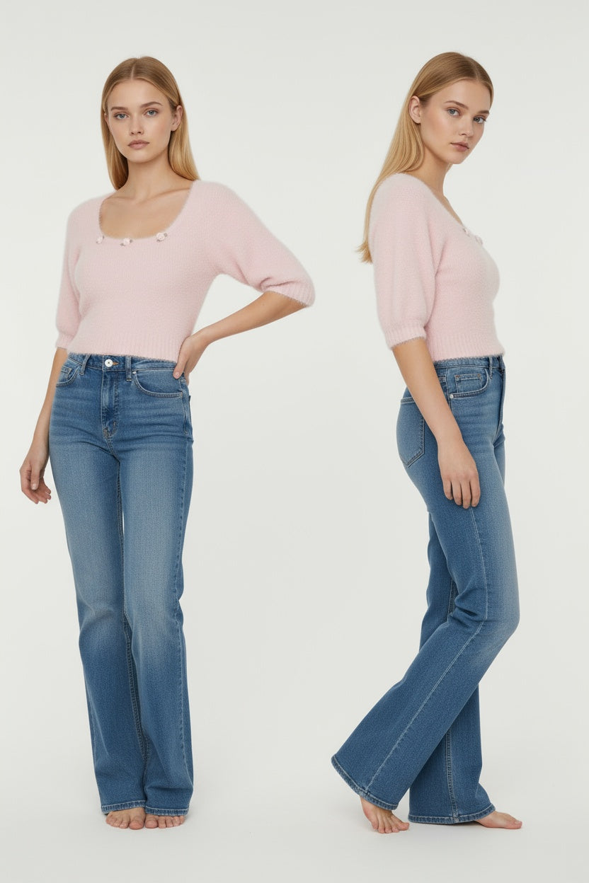 Floral Short-Sleeve Sweater