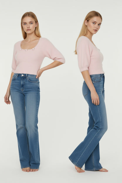 Floral Short-Sleeve Sweater