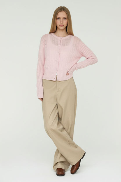 Pink Wool Knitted Cardigan