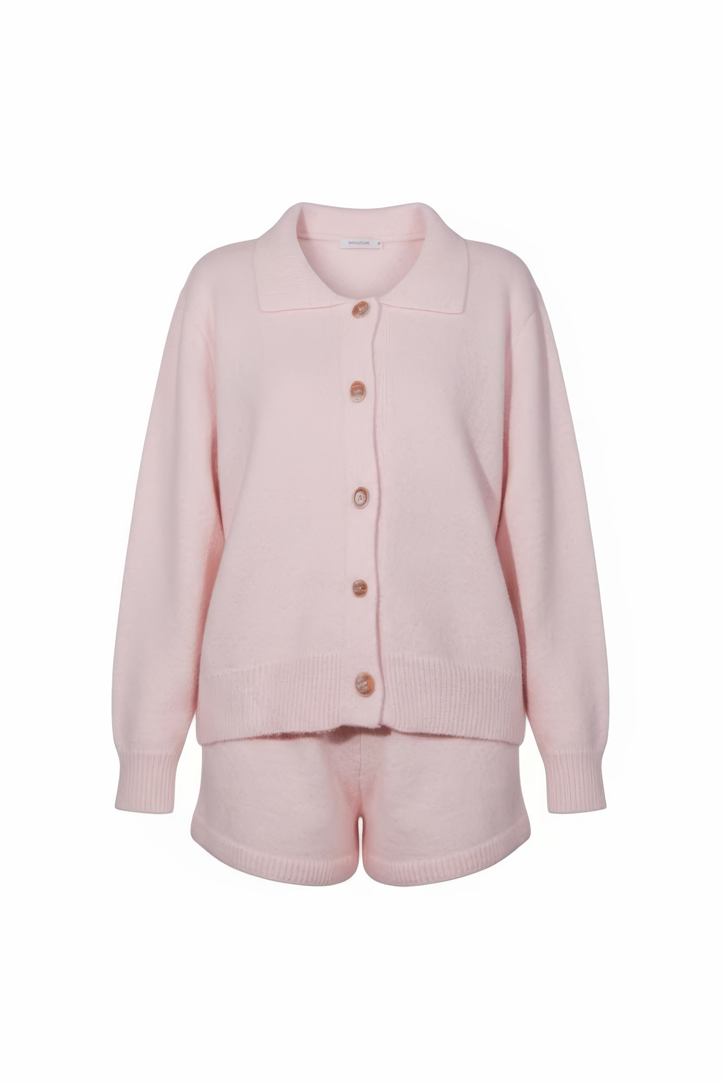 Pink Relaxed-Fit Knit Set with Shorts