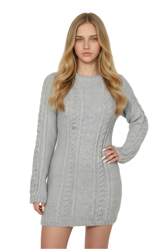 Grey Cable Knit Dress