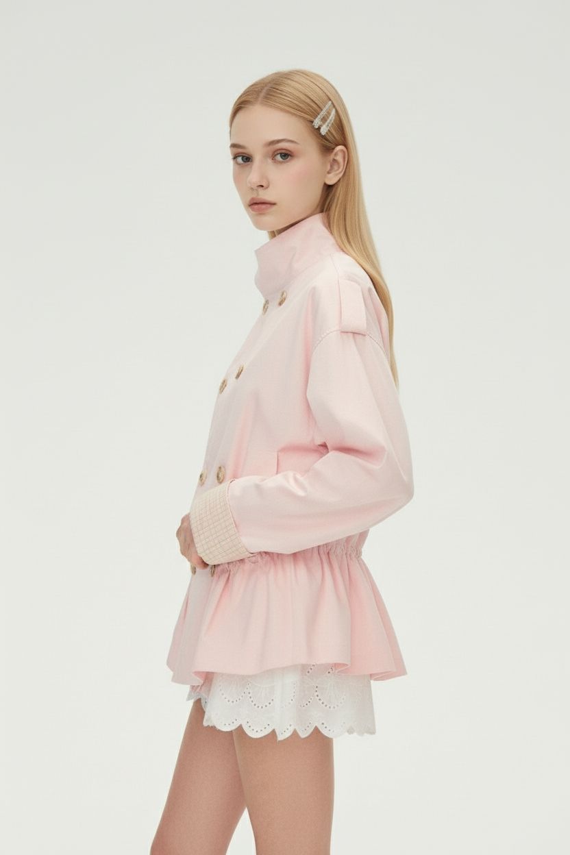Pink Short Trench Coat