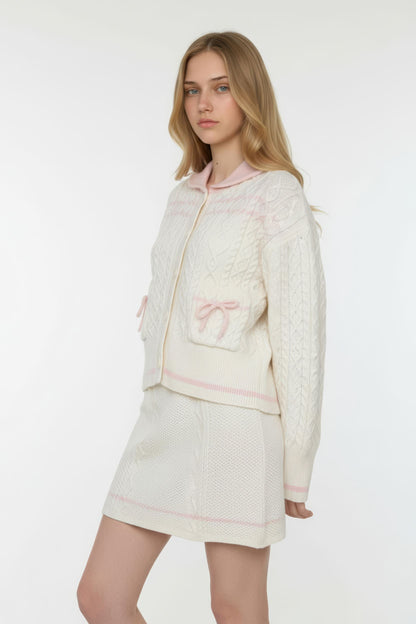 Doll Collar Aran Knit Co-ord Set