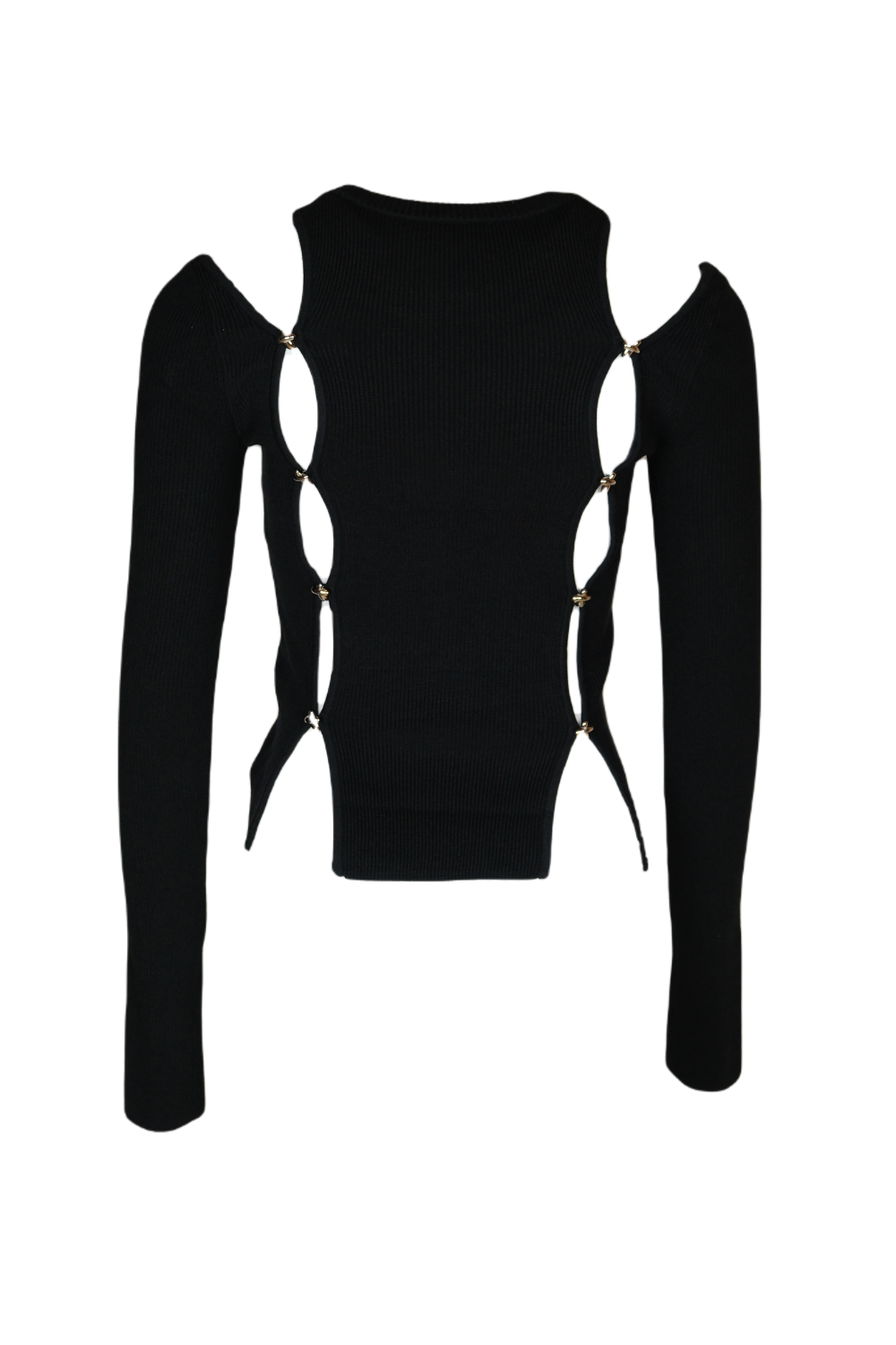 Elegant backless black knitted top