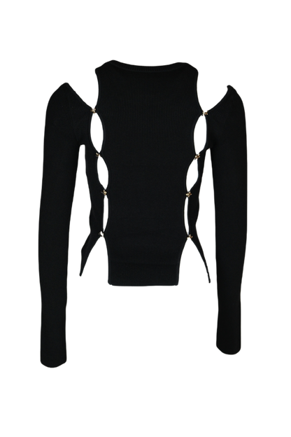 Elegant backless black knitted top