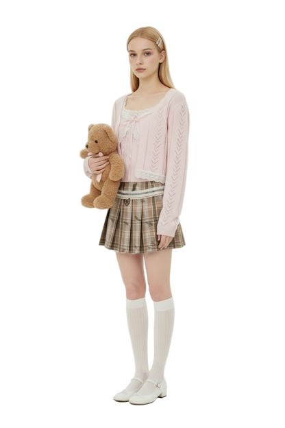 Lace Knit Two-Piece Set – Sweet Cardigan &amp; Inner Top