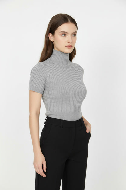 Classic High-Neck Knit Top