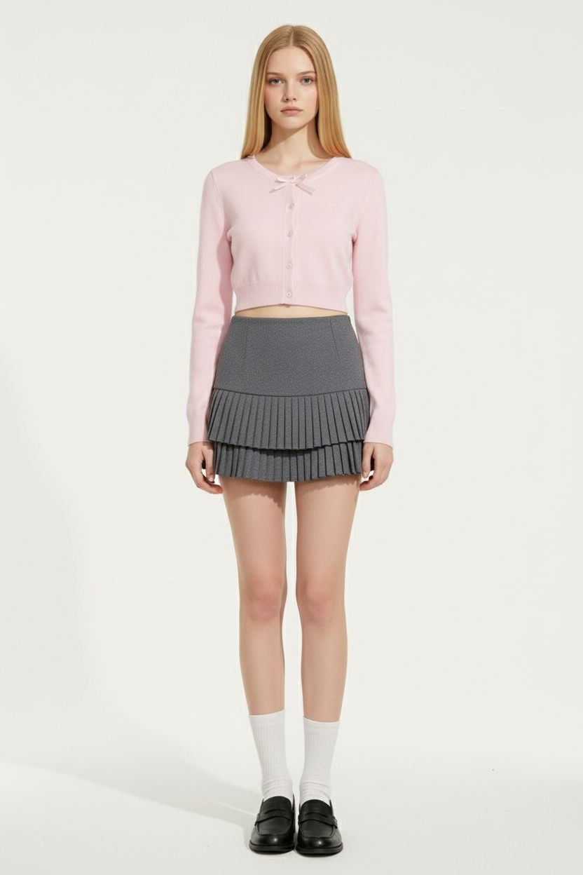 Cute Pink Bow Knit Cardigan