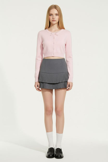 Cute Pink Bow Knit Cardigan