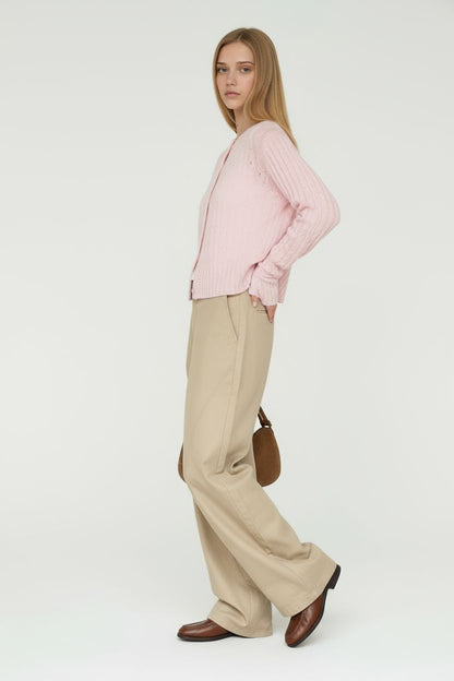 Pink Wool Knitted Cardigan