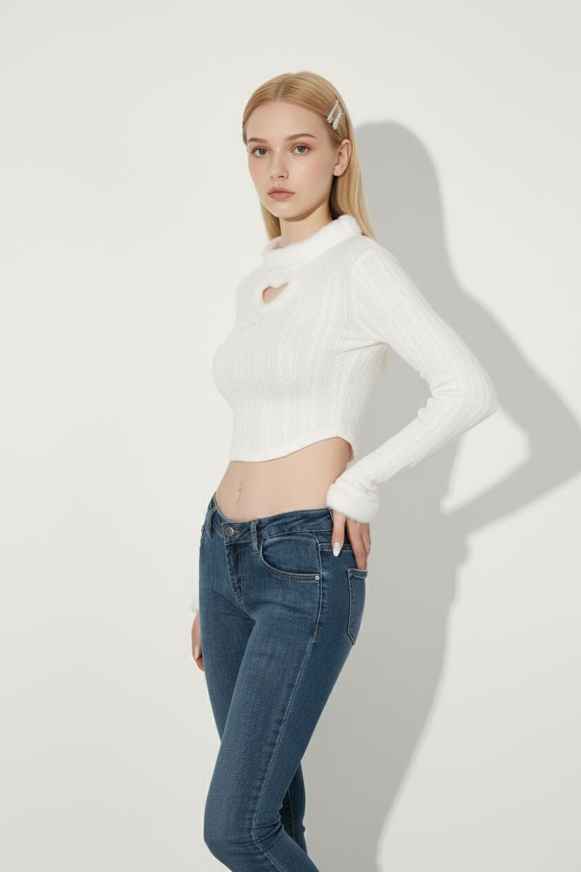 Heart Cutout Cable Knit Sweater