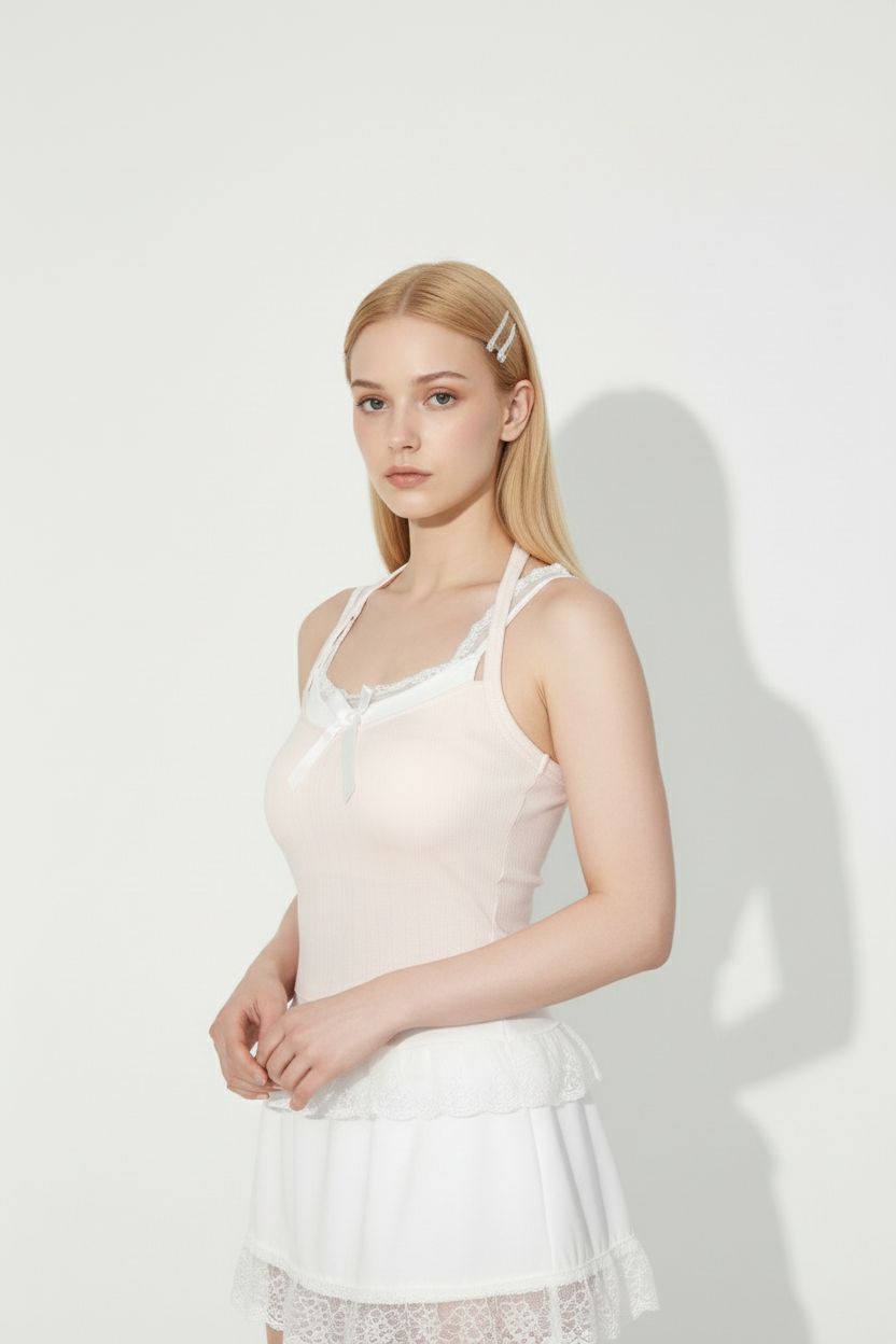 Pink Lace Layered-Look Camisole