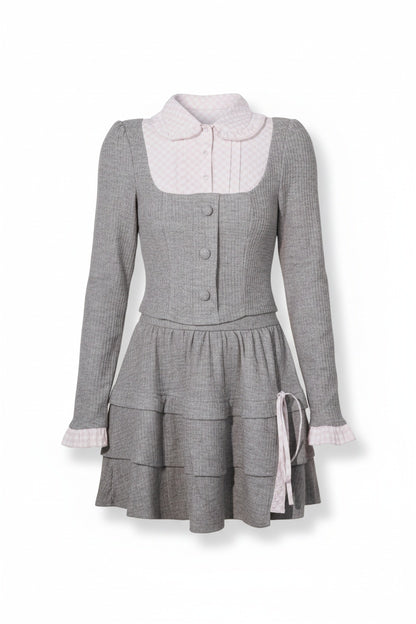 Melange Checkered Two-Piece in Dusty Grey