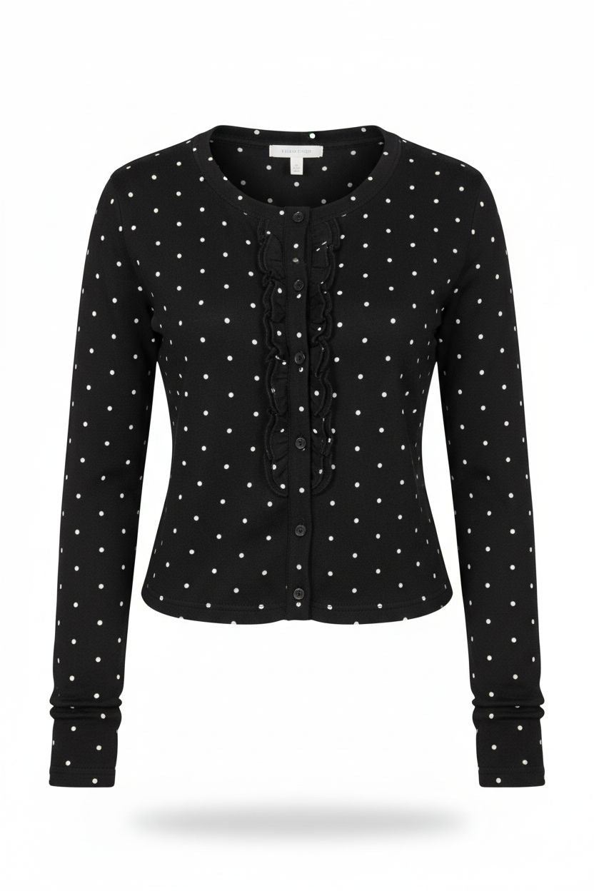 Polka Dot Cardigan + Lace Tube Top Set