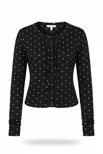 Polka Dot Cardigan + Lace Tube Top Set