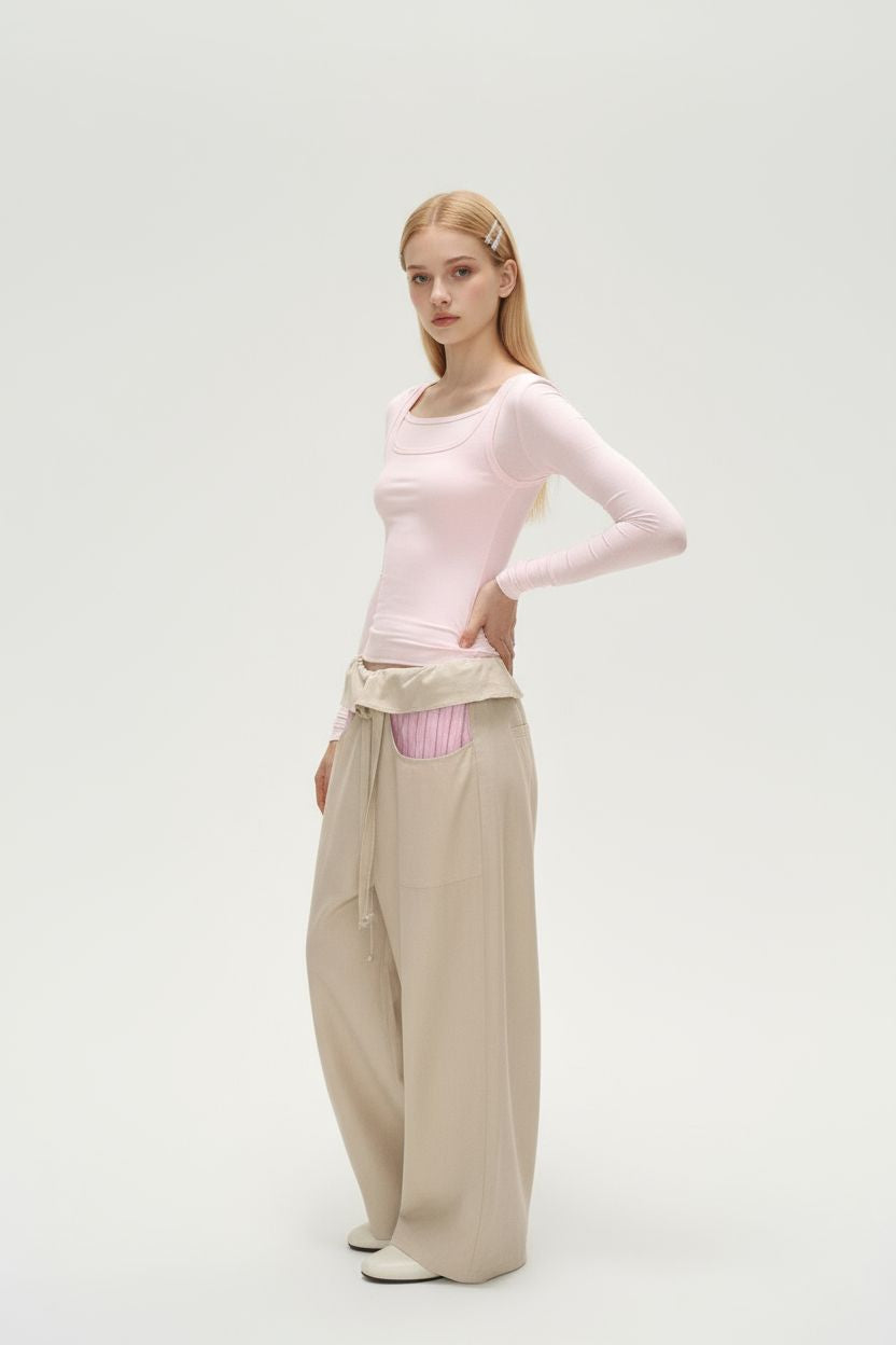 Pink Designer Layered-Look Top