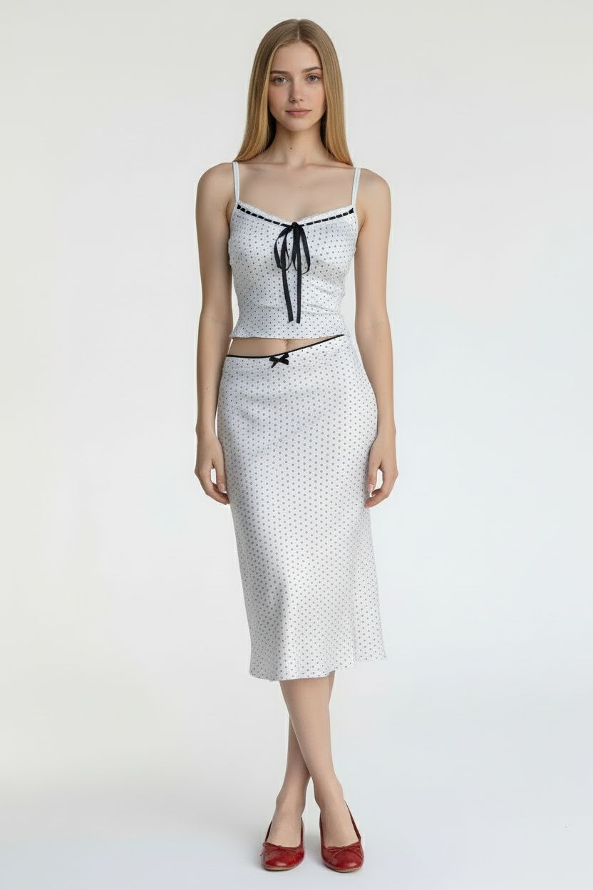 Polka Dot Bow-Tie Cami Bodycon Dress