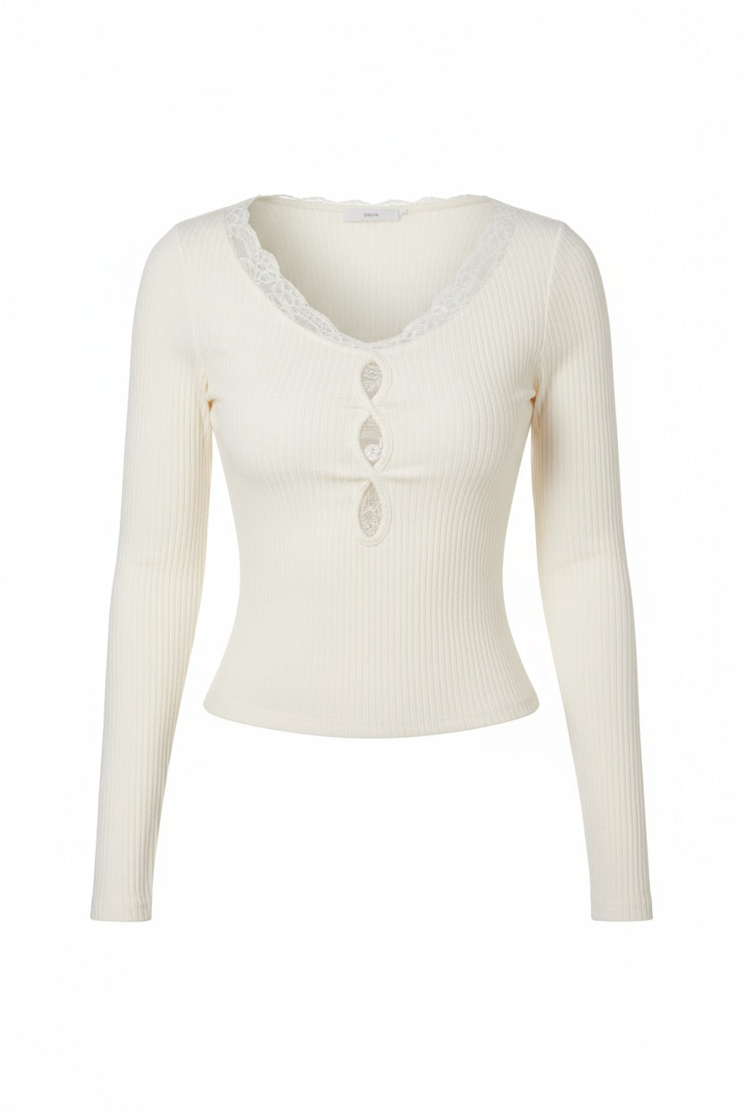 White Lace Long Sleeve Blouse