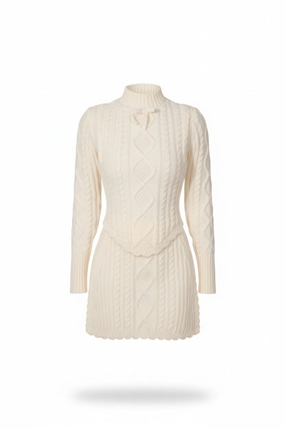 Mock Neck Knit Sweater & A-Line Skirt Set