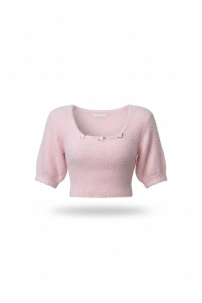 Floral Short-Sleeve Sweater