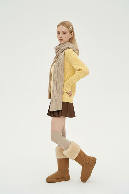 V-Neck Cable Knit Sweater