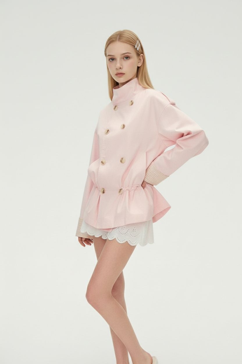 Pink Short Trench Coat