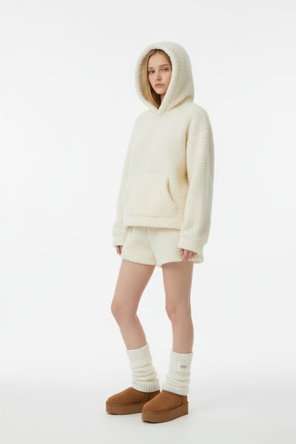 Soft Knit Hoodie and Shorts Two-Piece Set