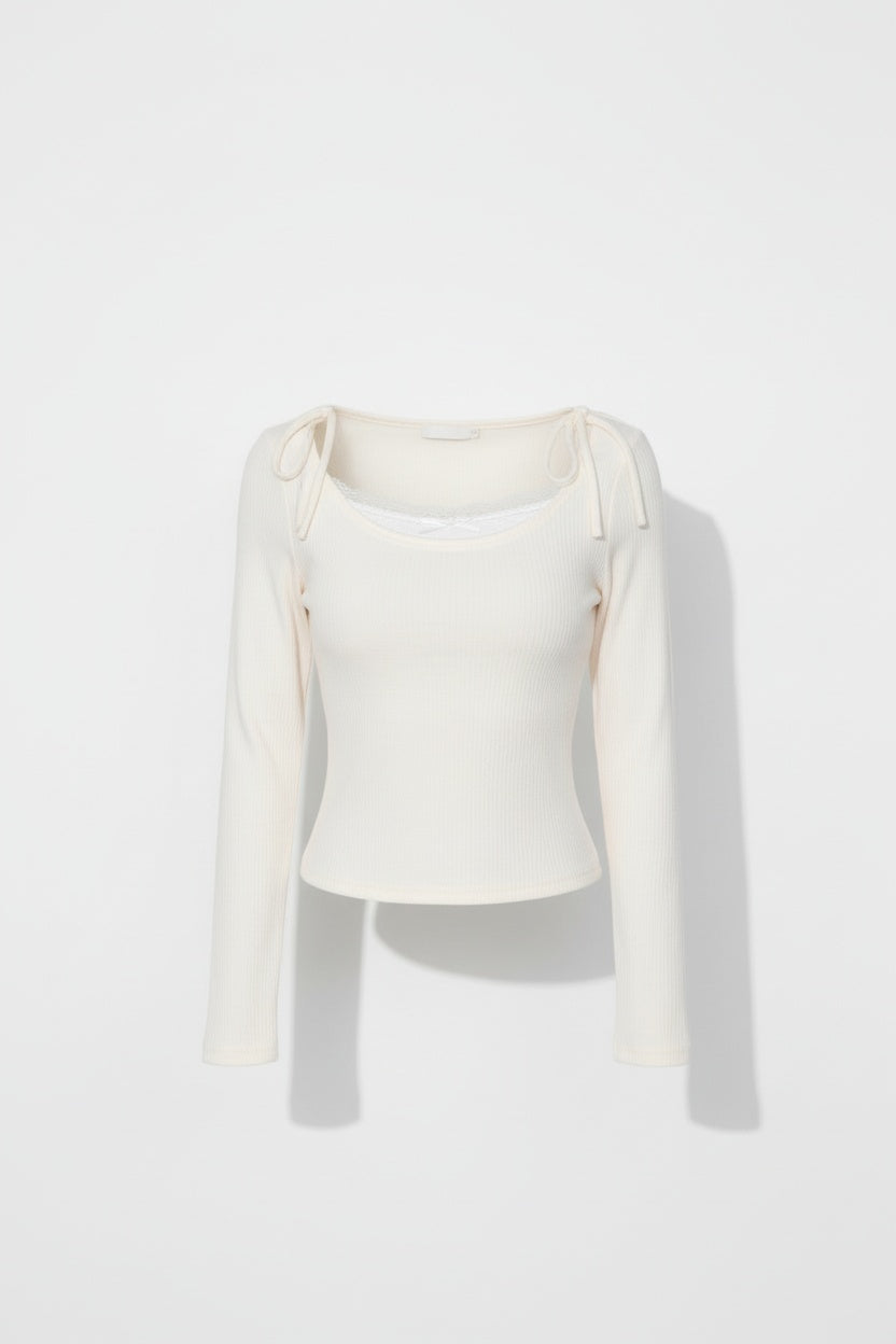 Lace-Up Bow Detail Long Sleeve Blouse