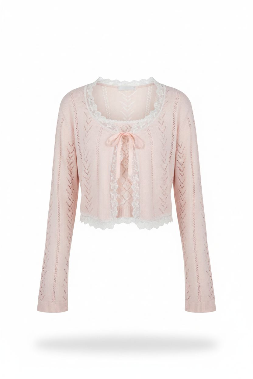 Lace Knit Two-Piece Set – Sweet Cardigan &amp; Inner Top