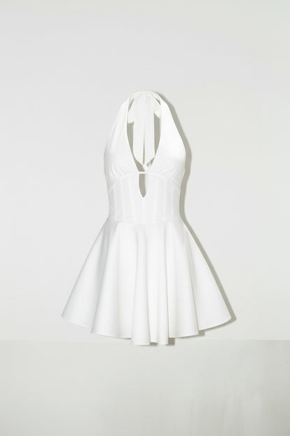 Pure White French V-Neck Camisole Dress