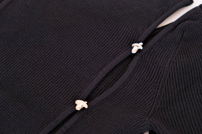 Elegant backless black knitted top
