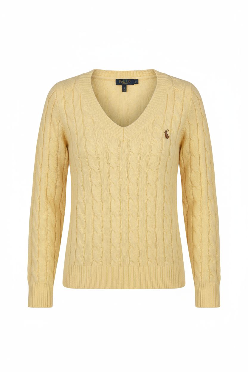 V-Neck Cable Knit Sweater