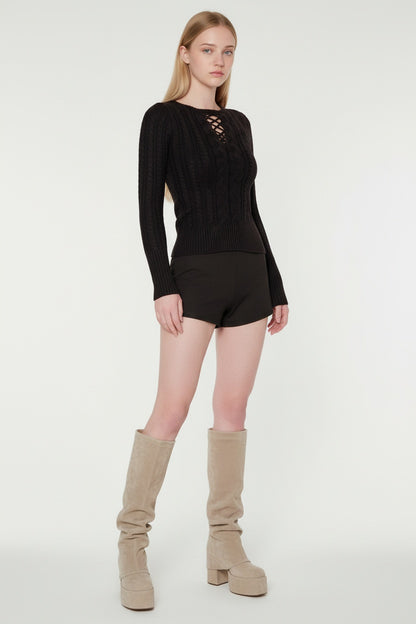 Black Chunky Knit Top